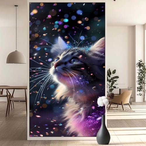 Diamond Painting Tier Diamond Painting Erwachsene Katze, 5D Diamant Painting Bilder Full Drill Diamond Painting Kinder, DIY Malen Nach Zahlen Diamant Kunst Malerei Set für Wand Dekor 50 x 100 cm q695 von Generic