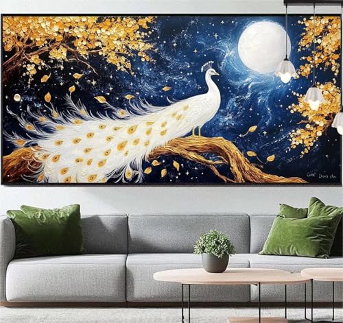 Diamond Painting Tier Diamond Painting Erwachsene Pfau, 5D Diamant Painting Bilder Full Drill Diamond Painting Kinder, DIY Malen Nach Zahlen Diamant Kunst Malerei Set für Wand Dekor 140 x 70 cm q77 von Generic