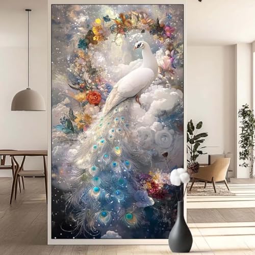 Diamond Painting Tier Diamond Painting Erwachsene Pfau, 5D Diamant Painting Bilder Full Drill Diamond Painting Kinder, DIY Malen Nach Zahlen Diamant Kunst Malerei Set für Wand Dekor 30 x 60 cm q683 von Generic