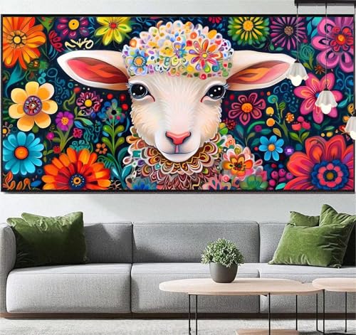 Diamond Painting Tier Diamond Painting Erwachsene Schaf, 5D Diamant Painting Bilder Full Drill Diamond Painting Kinder, DIY Malen Nach Zahlen Diamant Kunst Malerei Set für Wand Dekor 150 x 60 cm q91 von Generic