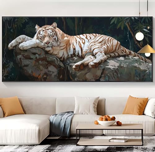 Diamond Painting Tiger Diamond Painting XXL 100x240cm Diamond Painting Erwachsene Tier Malen Nach Zahlen DIY Mosaikherstellung Diamonds Stickerei Malerei Sets für Home Décor Geschenke für Frauen H64 von Generic