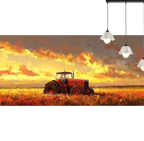 Diamond Painting Traktor Diamond Painting Erwachsene Sonnenuntergang, 5D Diamant Painting Bilder, DIY Malen Nach Zahlen Diamant Kunst Malerei Stickerei Set für Wand Dekor Geschenke 100 x 50 cm q539 von Generic