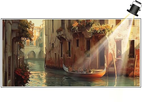 Diamond Painting Venedig Diamant Painting Bilder Kinder Landschaft Diamond Art DIY Set Erwachsene Full Drill Diamond Painting, 5D Diamant Malerei Mosaic Stickerei Kits Home Wand Decor 180x90 cm F721 von Generic