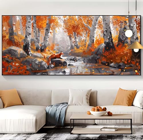 Diamond Painting Wald Diamond Painting XXL 100x240cm Diamond Painting Erwachsene Herbst Malen Nach Zahlen DIY Mosaikherstellung Diamonds Stickerei Malerei Sets für Home Décor Geschenke für Frauen K57 von Generic