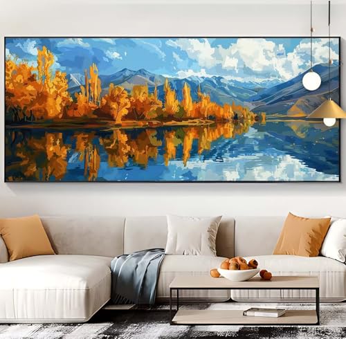 Diamond Painting Wald Diamond Painting XXL 100x300cm Diamond Painting Erwachsene Herbst Malen Nach Zahlen DIY Mosaikherstellung Diamonds Stickerei Malerei Sets für Home Décor Geschenke für Frauen K61 von Generic