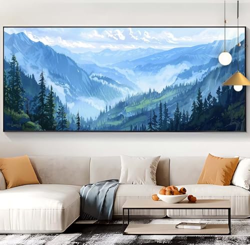 Diamond Painting Wald Diamond Painting XXL 100x300cm Diamond Painting Erwachsene Landschaft Malen Nach Zahlen DIY Mosaikherstellung Diamonds Stickerei Malerei Sets für Home Décor Geschenke Frauen K47 von Generic