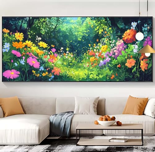 Diamond Painting Wald Diamond Painting XXL 90x220cm Diamond Painting Erwachsene Blumen Malen Nach Zahlen DIY Mosaikherstellung Diamonds Stickerei Malerei Sets für Home Décor Geschenke für Frauen F98 von Generic