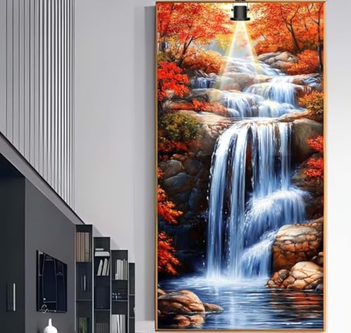 Diamond Painting Wasserfall Diamant Painting Bilder Kinder Landschaft Malen nach Zahlen Erwachsene, DIY Bastelset Diamant Malerei Kunst Strass Mosaic Stickerei Kits Home Decor Geschenke 60x30 cm F1029 von Generic