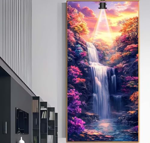 Diamond Painting Wasserfall Diamant Painting Bilder Kinder Landschaft Malen nach Zahlen Erwachsene, DIY Bastelset Diamant Malerei Kunst Strass Mosaic Stickerei Kits Home Decor Geschenke 60x30 cm F1031 von Generic