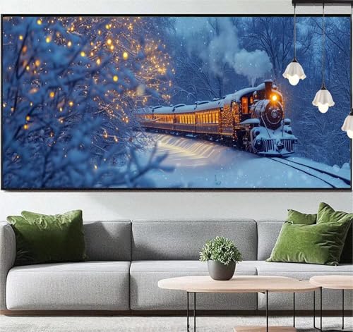 Diamond Painting Winter Diamant Painting Bilder Zug, Diamond Painting Groß XXL 190x80 cm, Diamant Painting Bilder Erwachsene DIY Bastelset Diamond Painting Crystal Art Stickerei Set für Wand Dekor q60 von Generic