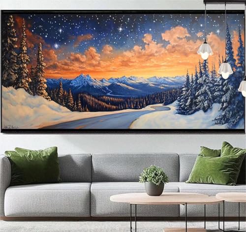 Diamond Painting Winter Diamond Painting Erwachsene Landschaft, 5D Diamant Painting Bilder Full Drill Diamond Painting Kinder, DIY Malen Nach Zahlen Malerei Stickerei Set für Wand Dekor 140x70 cm q63 von Generic