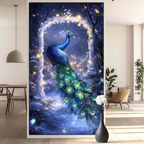 Diamond Painting Winter Diamond Painting Erwachsene Pfau, 5D Diamant Painting Bilder Full Drill Diamond Painting Kinder, DIY Malen Nach Zahlen Diamant Kunst Malerei Set für Wand Dekor 50 x 120 cm q659 von Generic