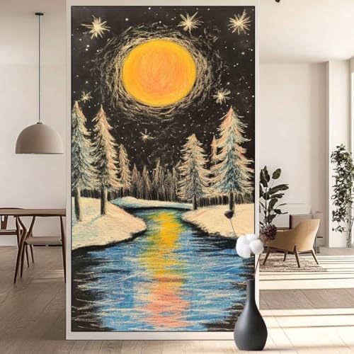 Diamond Painting Winter Diamond Painting Erwachsene Sonnenuntergang, 5D Diamant Painting Bilder, DIY Malen Nach Zahlen Diamant Kunst Malerei Stickerei Set für Wand Dekor Geschenke 50 x 120 cm q663 von Generic