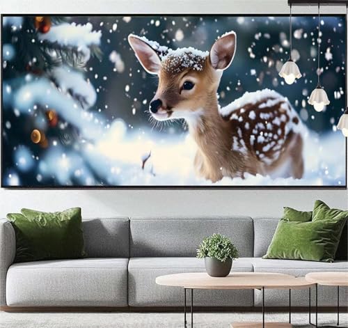 Diamond Painting Winterlandschaft Diamant Painting Bilder Hirsche, Diamond Painting Groß XXL 70 x 40 cm, Diamant Painting Bilder Erwachsene DIY Simple Diamond Painting Crystal Art für Wand Dekor q64 von Generic