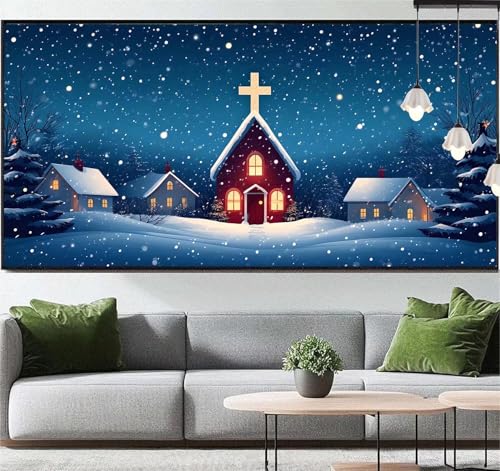 Diamond Painting Winterlandschaft Diamant Painting Bilder Weihnachten, Diamond Painting Groß XXL 70x40 cm, Diamant Painting Bilder Erwachsene DIY Bastelset Mädchen, Diamond Painting für Wand Dekor q66 von Generic