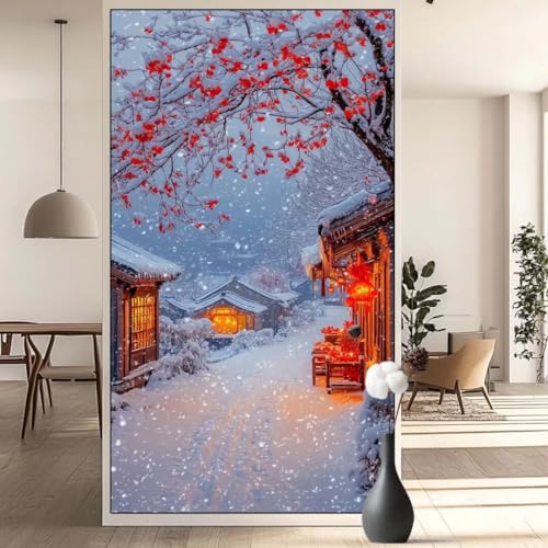 Diamond Painting Winterlandschaft Diamond Painting Erwachsene Blume, 5D Diamant Painting Bilder, DIY Malen Nach Zahlen Diamant Kunst Malerei Stickerei Set für Wand Dekor Geschenke 50 x 100 cm q667 von Generic