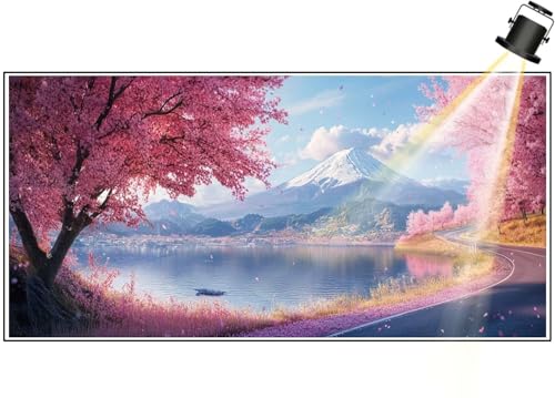 Diamond Painting XXL Groß 100x40 cm Diamant Painting Bilder Japanische Landschaft Diamond Art Painting Kits, DIY Basteln Erwachsene Malen Nach Zahlen Malerei Stickerei Set Home Wand Dekor Berg F627 von Generic