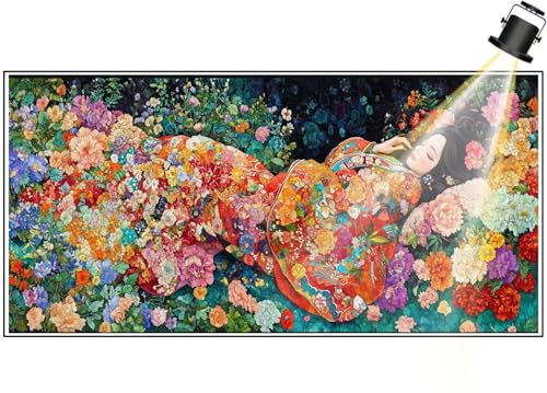 Diamond Painting XXL Groß 100x40 cm Diamant Painting Bilder Japanische Landschaft Diamond Art Painting Kits, DIY Basteln Erwachsene Malen Nach Zahlen Malerei Stickerei Set Home Wand Dekor Frau F618 von Generic