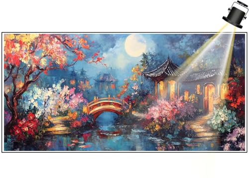 Diamond Painting XXL Groß 100x40 cm Diamant Painting Bilder Japanische Landschaft Diamond Art Painting Kits, DIY Basteln Erwachsene Malen Nach Zahlen Malerei Stickerei Set Home Wand Dekor Herbst F624 von Generic