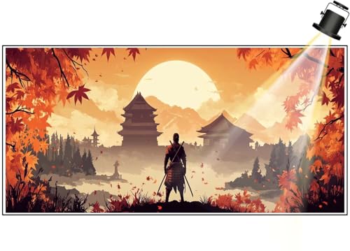 Diamond Painting XXL Groß 100x40 cm Diamant Painting Bilder Japanische Landschaft Diamond Art Painting Kits, DIY Basteln Erwachsene Malen Nach Zahlen Malerei Stickerei Set Home Wand Dekor Samurai F632 von Generic