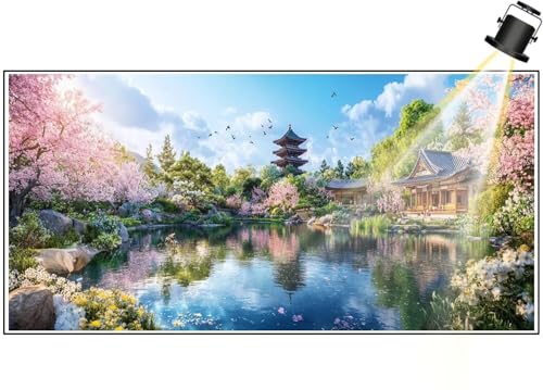 Diamond Painting XXL Groß 100x40 cm Diamant Painting Bilder Japanische Landschaft Diamond Art Painting Kits, DIY Basteln Erwachsene Malen Nach Zahlen Malerei Stickerei Set Home Wand Dekor Turm F630 von Generic