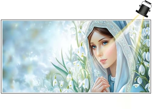 Diamond Painting XXL Groß 100x40 cm Diamant Painting Bilder Jungfrau Maria Diamond Art Painting Kits, DIY Basteln Erwachsene Malen Nach Zahlen Full Diamant Malerei Stickerei Set, Wand Dekor Blume F692 von Generic