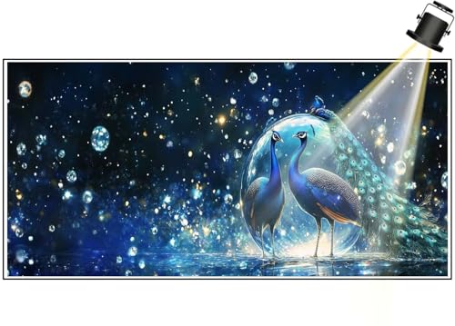 Diamond Painting XXL Groß 100x40 cm Diamant Painting Bilder Pfau Diamond Art Painting Kits, DIY Basteln Erwachsene Malen Nach Zahlen Full Diamant Art Malerei Stickerei Set Home Wand Dekor Tier F431 von Generic