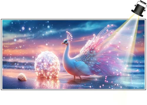 Diamond Painting XXL Groß 100x40 cm Diamant Painting Bilder Pfau Diamond Art Painting Kits, DIY Basteln Erwachsene Malen Nach Zahlen Full Diamant Art Malerei Stickerei Set Home Wand Dekor Tier F434 von Generic