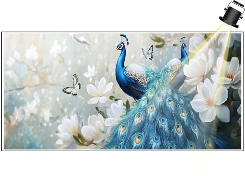 Diamond Painting XXL Groß 100x40 cm Diamant Painting Bilder Pfau Diamond Art Painting Kits, DIY Basteln Erwachsene Malen Nach Zahlen Full Diamant Art Malerei Stickerei Set Home Wand Dekor Tier F441 von Generic