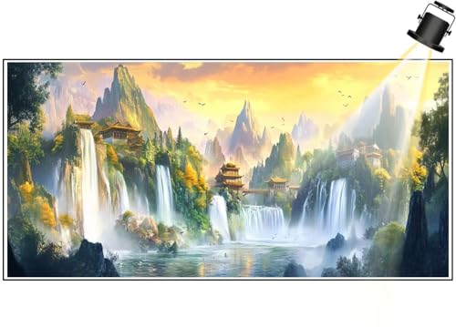 Diamond Painting XXL Groß 110x50 cm Diamant Painting Bilder Bergansicht Diamond Art Painting Kits, DIY Basteln Erwachsene Malen Nach Zahlen Full Diamant Painting Set Home Wand Dekor Landschaft F656 von Generic