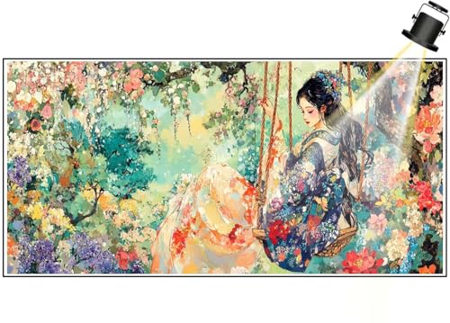 Diamond Painting XXL Groß 110x50 cm Diamant Painting Bilder Japanische Landschaft Diamond Art Painting Kits, DIY Basteln Erwachsene Malen Nach Zahlen Malerei Stickerei Set Home Wand Dekor Frau F617 von Generic