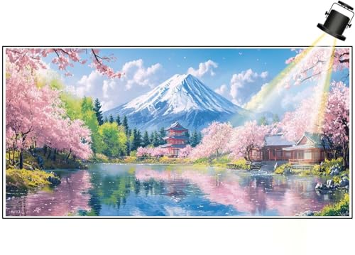 Diamond Painting XXL Groß 120x60 cm Diamant Painting Bilder Japanische Landschaft Diamond Art Painting Kits, DIY Basteln Erwachsene Malen Nach Zahlen Malerei Stickerei Set Home Wand Dekor Berg F626 von Generic