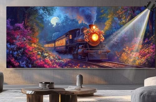 Diamond Painting XXL Groß 120x60 cm Diamant Painting Bilder Zug Diamond Art Painting Kits, DIY Basteln Erwachsene Malen Nach Zahlen Full Zubehör, Malerei Stickerei Set Home Wand Dekor Mystery F396 von Generic