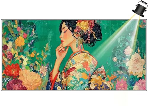 Diamond Painting XXL Groß 140x70 cm Diamant Painting Bilder Japanische Frau Diamond Art Painting Kits, DIY Basteln Erwachsene Malen Nach Zahlen Full Diamant Painting Set Home Wand Dekor Blume F639 von Generic