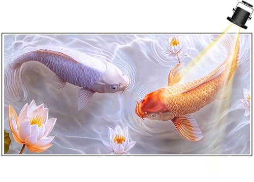 Diamond Painting XXL Groß 140x70 cm Diamant Painting Bilder Koi Diamond Art Painting Kits, DIY Basteln Erwachsene Malen Nach Zahlen Full Diamant Art Malerei Stickerei Set Home Wand Dekor Blume F405 von Generic