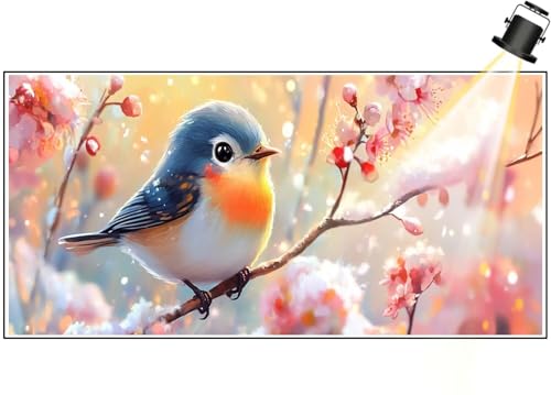 Diamond Painting XXL Groß 140x70 cm Diamant Painting Bilder Schöner Vogel Diamond Art Painting Kits, DIY Basteln Erwachsene Malen Nach Zahlen Full Diamant Malerei Stickerei Set, Wand Dekor Blume F422 von Generic