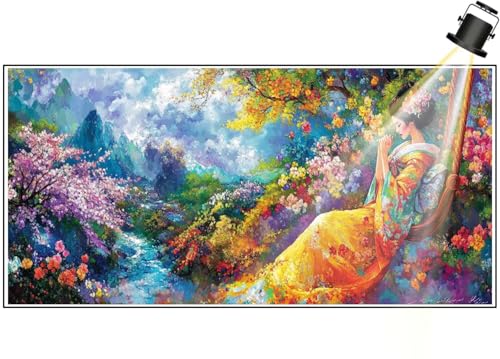 Diamond Painting XXL Groß 150x60 cm Diamant Painting Bilder Japanische Landschaft Diamond Art Painting Kits, DIY Basteln Erwachsene Malen Nach Zahlen Malerei Stickerei Set Home Wand Dekor Frau F623 von Generic