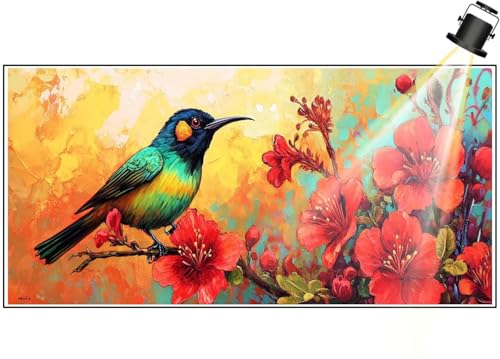 Diamond Painting XXL Groß 150x60 cm Diamant Painting Bilder Schöner Vogel Diamond Art Painting Kits, DIY Basteln Erwachsene Malen Nach Zahlen Full Diamant Malerei Stickerei Set, Wand Dekor Blume F425 von Generic