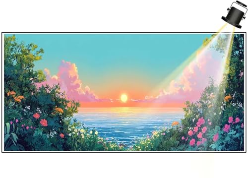 Diamond Painting XXL Groß 150x60 cm Diamant Painting Bilder Sommer Diamond Art Painting Kits, DIY Basteln Erwachsene Malen Nach Zahlen Full Zubehör Malerei Stickerei Set Home Wand Dekor Strand F725 von Generic