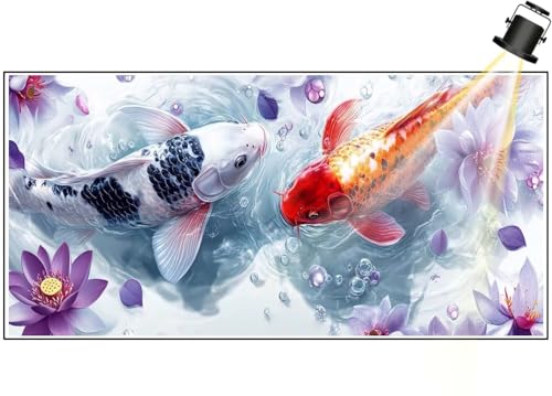 Diamond Painting XXL Groß 160x80 cm Diamant Painting Bilder Koi Diamond Art Painting Kits, DIY Basteln Erwachsene Malen Nach Zahlen Full Diamant Art Malerei Stickerei Set Home Wand Dekor Lotus F402 von Generic