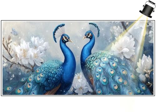 Diamond Painting XXL Groß 160x80 cm Diamant Painting Bilder Pfau Diamond Art Painting Kits, DIY Basteln Erwachsene Malen Nach Zahlen Full Diamant Art Malerei Stickerei Set Home Wand Dekor Blume F452 von Generic