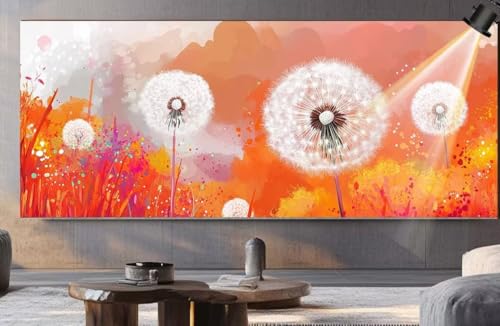 Diamond Painting XXL Groß 180x90 cm Diamant Painting Bilder Blume Diamond Art Painting Kits, DIY Basteln Erwachsene Malen Nach Zahlen Full Zubehör Malerei Stickerei Set Home Wand Dekor Löwenzahn F365 von Generic