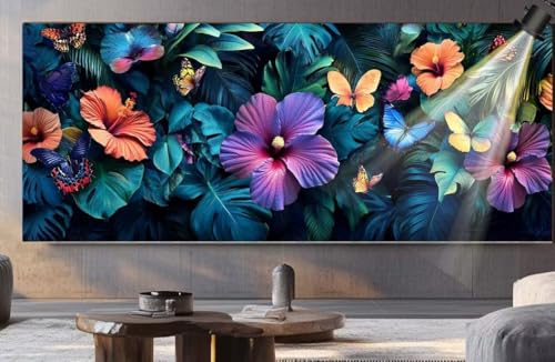 Diamond Painting XXL Groß 180x90 cm Diamant Painting Bilder Blume Diamond Art Painting Kits, DIY Basteln Erwachsene Malen Nach Zahlen Full Zubehör Malerei Stickerei Set Home Wand Dekor Pflanze F378 von Generic