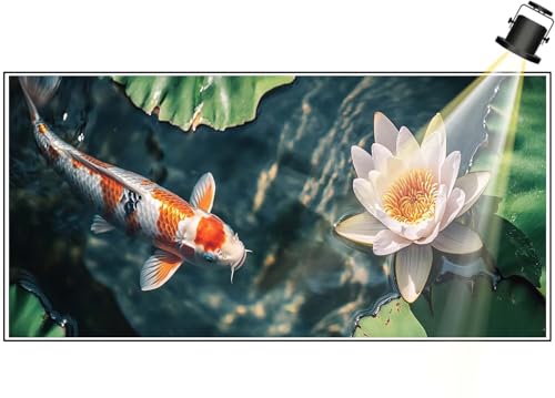 Diamond Painting XXL Groß 180x90 cm Diamant Painting Bilder Koi Diamond Art Painting Kits, DIY Basteln Erwachsene Malen Nach Zahlen Full Diamant Art Malerei Stickerei Set Home Wand Dekor Blume F407 von Generic