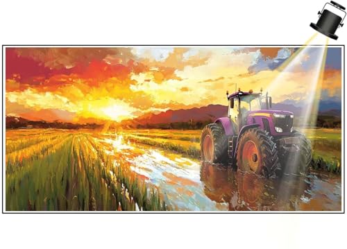 Diamond Painting XXL Groß 90x40 cm Diamant Painting Bilder Traktor Diamond Art Painting Kits,DIY Basteln Erwachsene Malen Nach Zahlen Full Zubehör Malerei Stickerei Set Home Wand Dekor Landschaft F705 von Generic