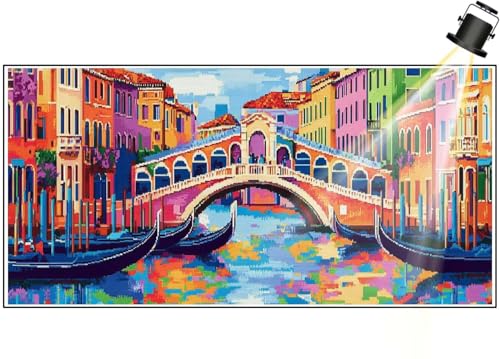 Diamond Painting XXL Groß 90x40 cm Diamant Painting Bilder Venedig Diamond Art Painting Kits,DIY Basteln Erwachsene Malen Nach Zahlen Full Zubehör Malerei Stickerei Set Home Wand Dekor Landschaft F722 von Generic