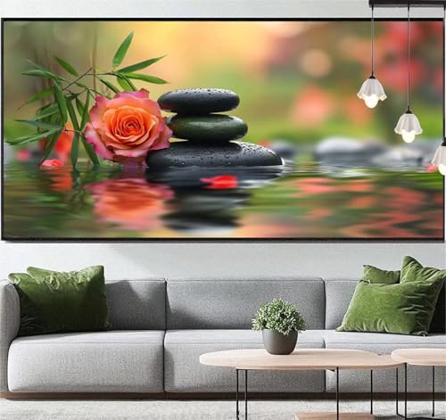 Diamond Painting Zen Diamant Painting Bilder Rose,Diamond Painting Groß XXL 200x90 cm,Diamant Painting Bilder Erwachsene DIY Bastelset Simple Diamond Painting Crystal Art Stickerei für Wand Dekor q20 von Generic