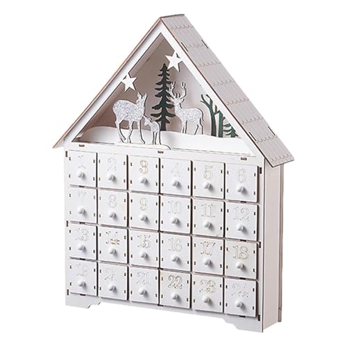 Digitaler Weihnachtskalender - Adventskalender aus Holz in Hausform, Weihnachts-Adventskalender mit 24 Schubladen | Countdown Adventskalender für Kinder von Generic