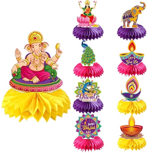 Diwali Festival-Dekoration, Diwali-Dekoration für zu Hause | Vista Print 9X 3D Diwali Mittelstück | Traditionelles Diwali-Zubehör | Wabenmuster für leichte Veranstaltungen zu Halloween von Generic