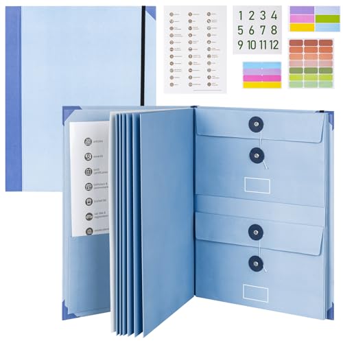 Dokumenten-Organizer – In Case I Go Missing Ordner, beschriftete, erweiterbare Taschen für A4-Papiere und wichtige Dokumente, Blau von Generic